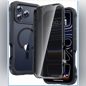 Diaclara iPhone 17 Pro 6.3" Full Body Case-Black-Built In Privacy Screen-MagSafe